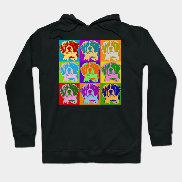 St Bernard Pop Art Dog Lover Gift for Mom Dad Cute Big Dogs Hoodie by joannejgg